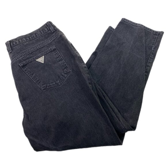 Vtg Guess Jeans Marciano 80’s Black Faded Distressed Wide Leg 42x29 Men Grunge - Picture 1 of 5